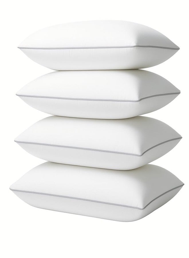 4 Pack Queen Size Bed Pillows for Sleeping - Soft & Supportive Down Alternative Pillows with Gray Piping, Easy to Wash, Hypoallergenic Sleeping Pillows for Side and Back Sleepers - Image 1