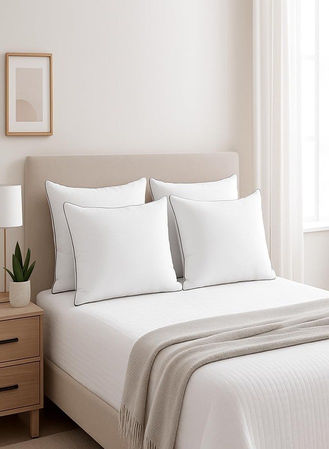 4 Pack Queen Size Bed Pillows for Sleeping - Soft & Supportive Down Alternative Pillows with Gray Piping, Easy to Wash, Hypoallergenic Sleeping Pillows for Side and Back Sleepers - Image 4