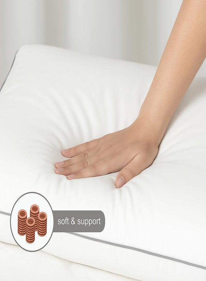4 Pack Queen Size Bed Pillows for Sleeping - Soft & Supportive Down Alternative Pillows with Gray Piping, Easy to Wash, Hypoallergenic Sleeping Pillows for Side and Back Sleepers - Image 3