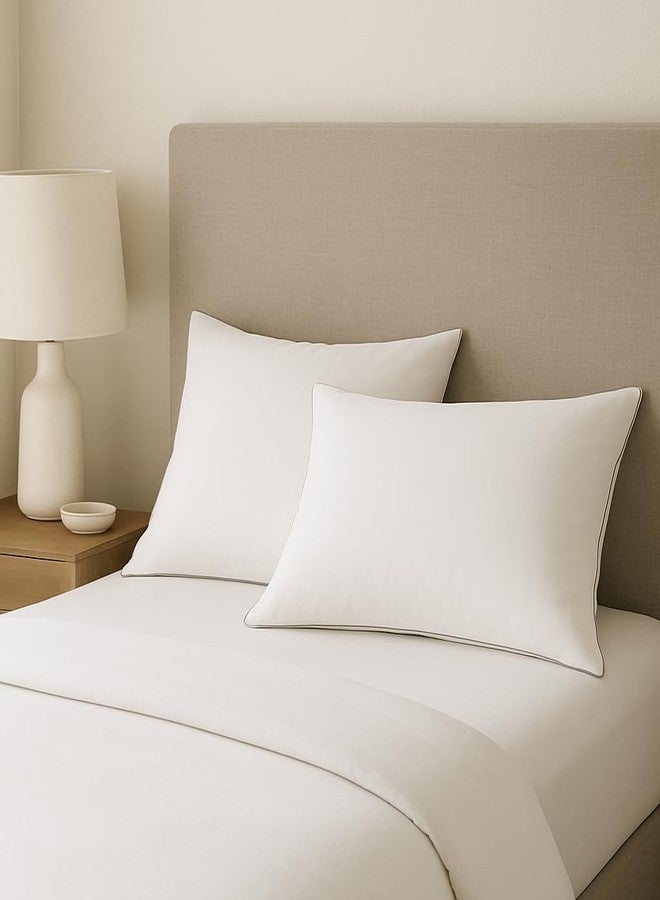 4 Pack Queen Size Bed Pillows for Sleeping - Soft & Supportive Down Alternative Pillows with Gray Piping, Easy to Wash, Hypoallergenic Sleeping Pillows for Side and Back Sleepers - Image 2