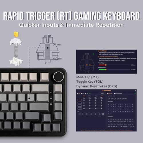 MechLands AJAZZ AK820 MAX HE Hall Effect Magnetic Gaming Keyboard, Adjustable Actuation, 8KHz Polling Rate, Wired Rapid Fast Keyboard, Creamy Gasket, RGB Backlight, NKRO for Win/Mac (Gradient Grey) - Image 4