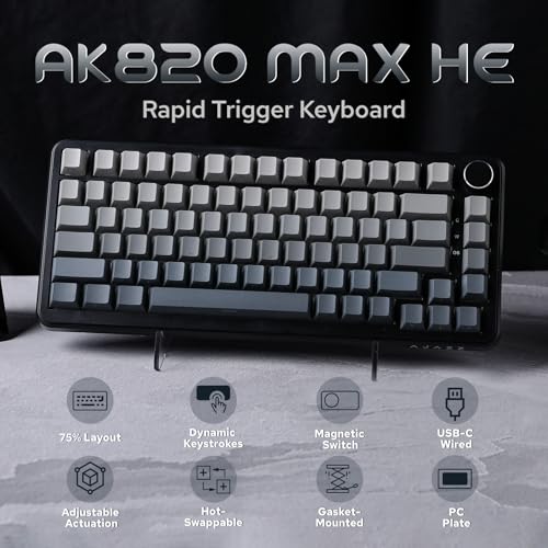 MechLands AJAZZ AK820 MAX HE Hall Effect Magnetic Gaming Keyboard, Adjustable Actuation, 8KHz Polling Rate, Wired Rapid Fast Keyboard, Creamy Gasket, RGB Backlight, NKRO for Win/Mac (Gradient Grey) - Image 2
