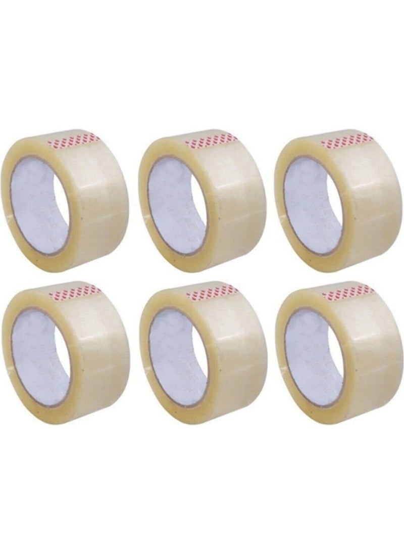 Aksr World 6 Pieces 100 Meters Acrylic Packing Tape 45MMX100 M Packing Tape Strong Packing Tape 