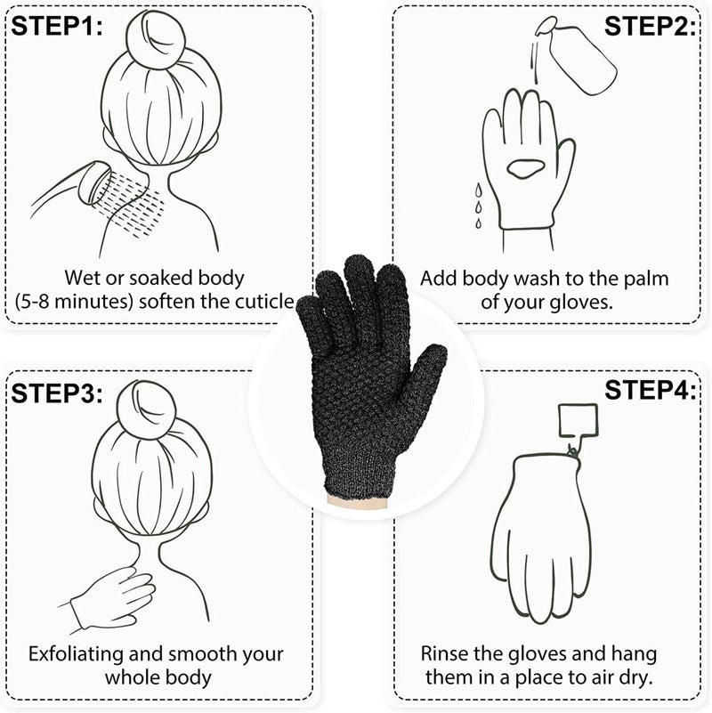 YHRY Exfoliating Gloves, Natural Bath/Shower Scrub, Body Exfoliation Hand Mitten, Beauty Scrubs/Loofah, for Shower, Spa, Massage and Body Scrubs, Dead Skin Cell Remover, 1 Pair (White) - Image 4