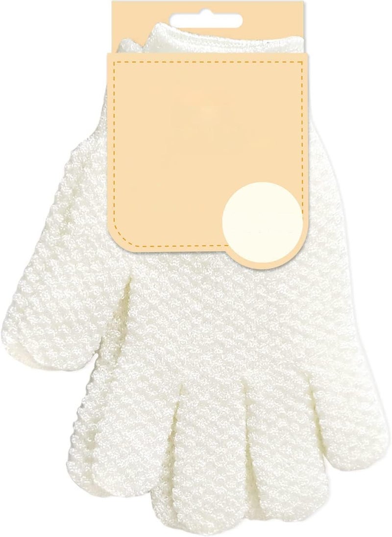 YHRY Exfoliating Gloves, Natural Bath/Shower Scrub, Body Exfoliation Hand Mitten, Beauty Scrubs/Loofah, for Shower, Spa, Massage and Body Scrubs, Dead Skin Cell Remover, 1 Pair (White) - Image 1