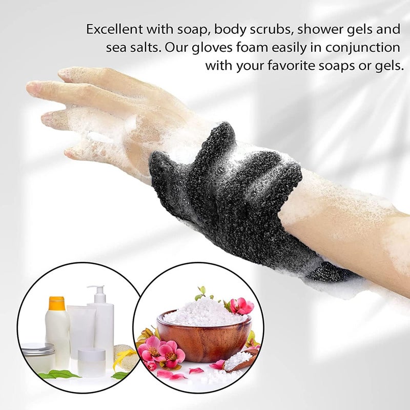 YHRY Exfoliating Gloves, Natural Bath/Shower Scrub, Body Exfoliation Hand Mitten, Beauty Scrubs/Loofah, for Shower, Spa, Massage and Body Scrubs, Dead Skin Cell Remover, 1 Pair (White) - Image 2
