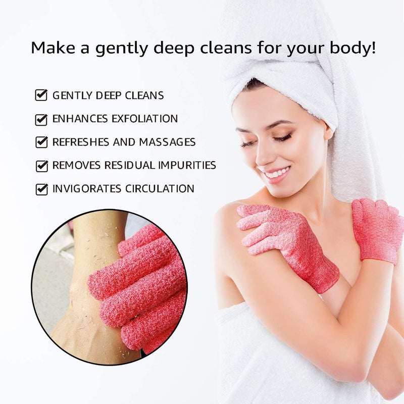 YHRY Exfoliating Gloves, Natural Bath/Shower Scrub, Body Exfoliation Hand Mitten, Beauty Scrubs/Loofah, for Shower, Spa, Massage and Body Scrubs, Dead Skin Cell Remover, 1 Pair (White) - Image 3