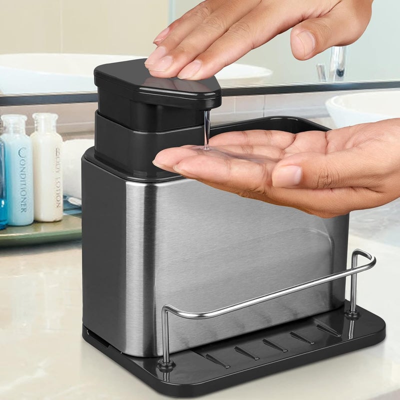 TENOM Sink Organizer, Soap Dispenser For Kitchen Sink, Kitchen Sink Organiser, Sponge Holder & Dishwashing Liquid Rack - Image 3