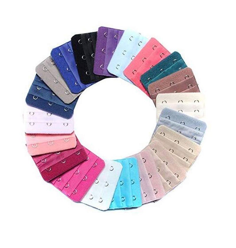 Elandy Elandy 22Pcs Women Ladies Assorted Colors 3Hook 3 Rows Spacing Bra Extender Extension Hooks Strap
