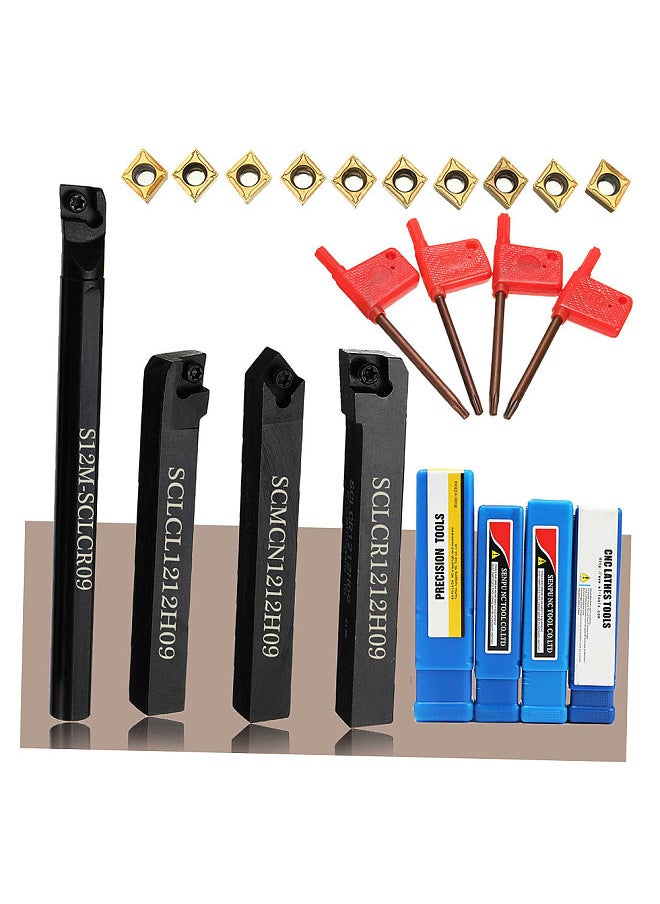 Generic - 4PCS Lathe Turning Tool Holder + CCMT09T304 Carbide Inserts + T15 Wrench - Image 1