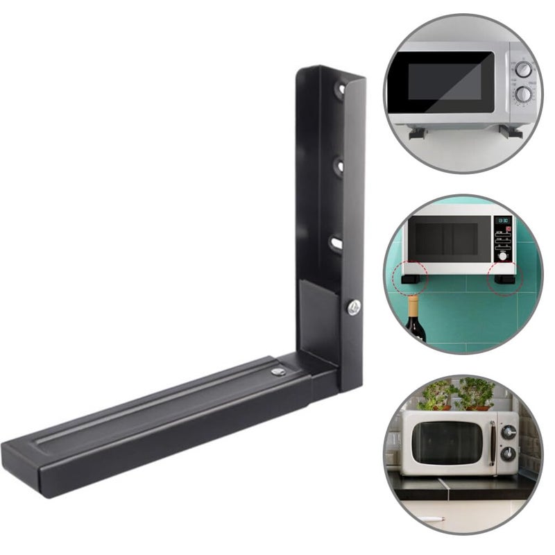 Foldable Steel Microwave Wall Mount Bracket Space Saving Kitchen Storage Support Frame Easy Installation - Image 5