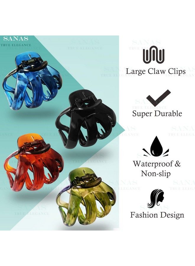 Sanas Hair Clips For Women 4Pc Hair Accessories For Women Hair Clutches For Women Claw Clips For Women Korean Hair Clips For Women Butterfly Clips(Large) - Image 4