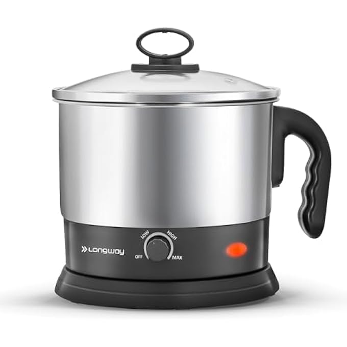 لونج واي غلاية كهربائية متعددة الاستخدامات مع هيكل من الفولاذ المقاوم للصدأ ولوحة تسخين سعة 15 لترًا باللون الفضي والأسود لتحضير الماء والمعكرونة سريعة التحضير والحساء وما إلى ذلك - Image 1