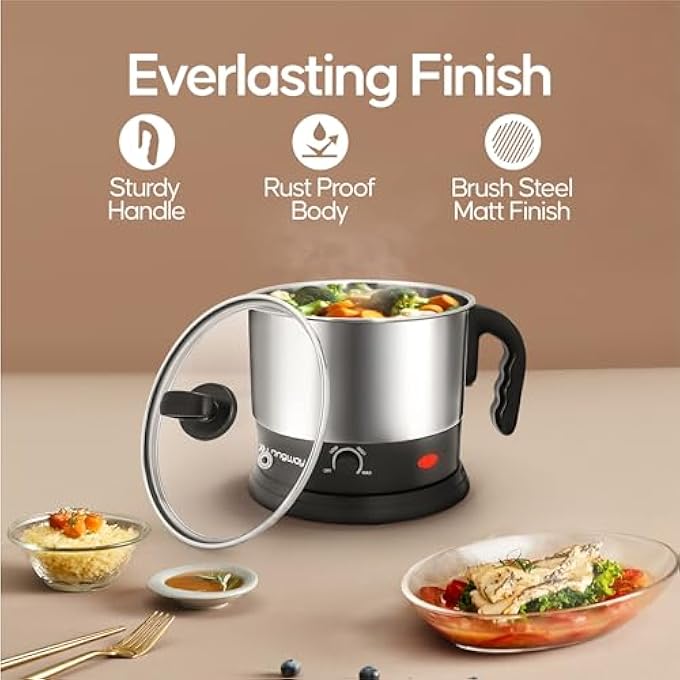 لونج واي غلاية كهربائية متعددة الاستخدامات مع هيكل من الفولاذ المقاوم للصدأ ولوحة تسخين سعة 15 لترًا باللون الفضي والأسود لتحضير الماء والمعكرونة سريعة التحضير والحساء وما إلى ذلك - Image 3