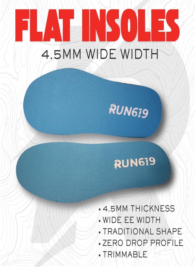 Run 619 Wide Run 619 Zero Drop Shoe Insoles, Traditional Shape, Foot Forming, Wide Width - 4.5mm Thickness, Firm, Flat Shoe Inserts - Men's 13-13.5 - Image 2