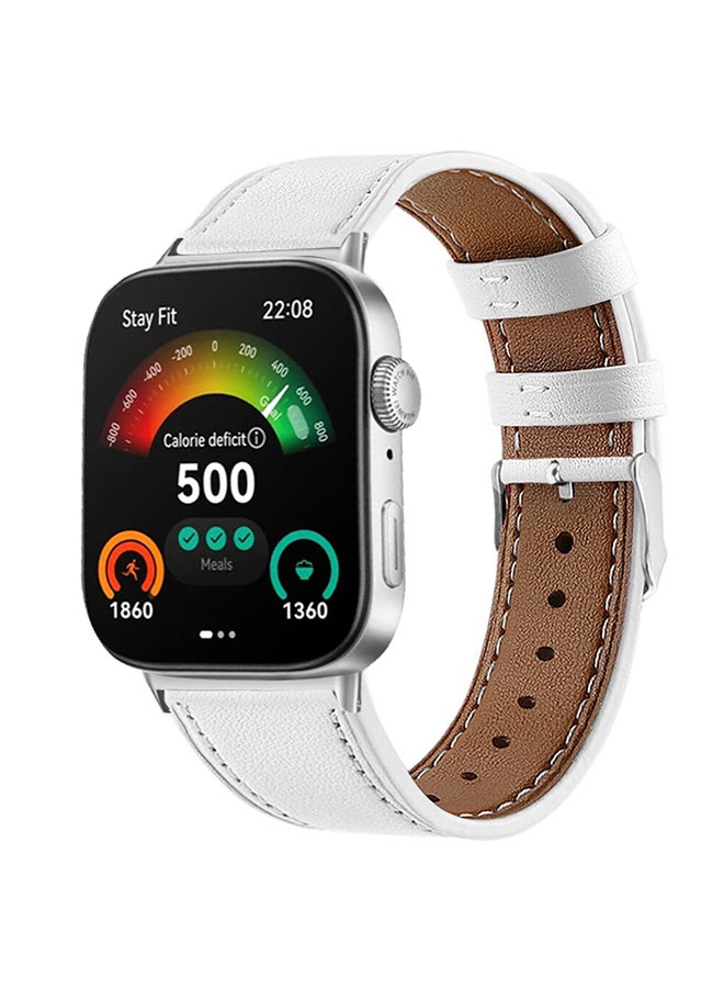 O Ozone Leather Strap for Huawei Watch Fit 4pro/Fit 4/Fit 3, Soft Leather Sport Fitness Strap Bracelet for Men Women, Adjustable Replacement Band - White - Image 1