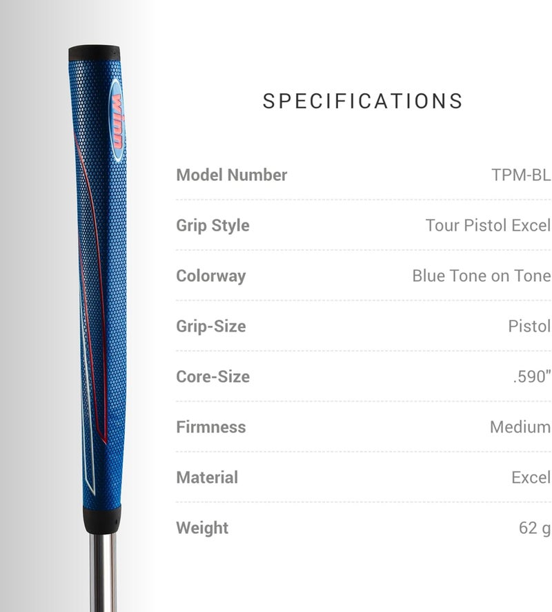 Winn Ultimate Feel Counter-Balance Putter: Long 15-Inch Pistol with Multiple Hand Placement Options. Sleek Black Design, Comfortable & Tacky Excel Polymer Grip, Enhanced by Multiple Tread Patterns - Image 3
