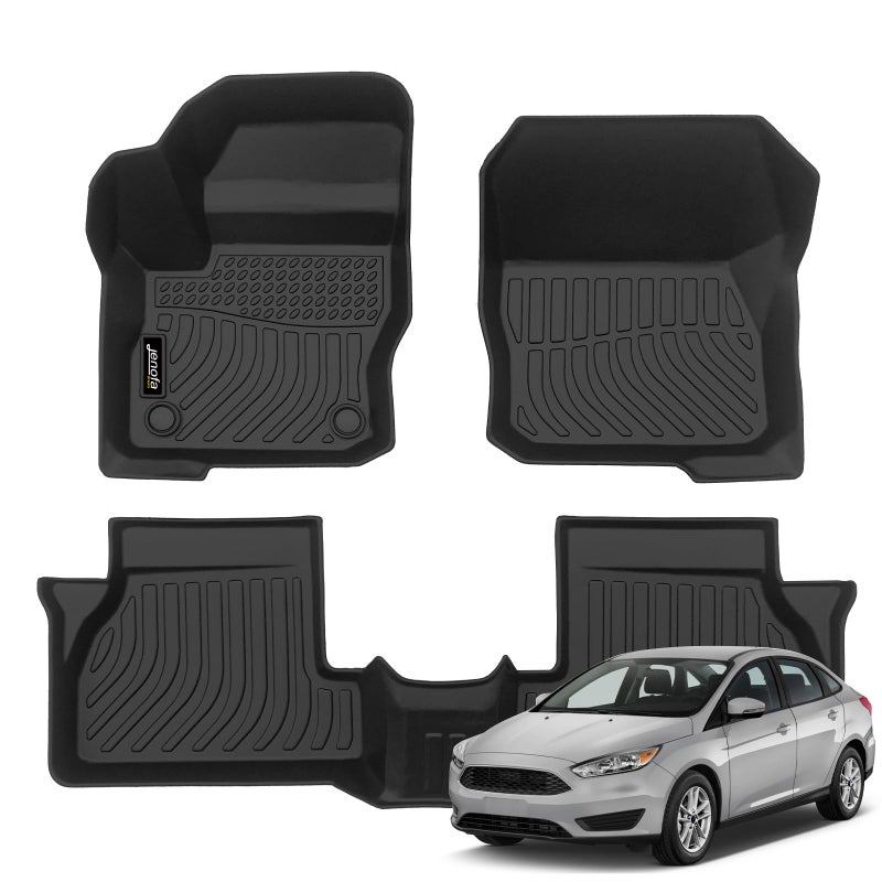 JenofaFloor Mats for 20122018 Ford Focus S SE ST SEL Titanium All Weather Mats Durable Waterproof TPE Rubber Floor Liners Custom for Focus Accessories Black