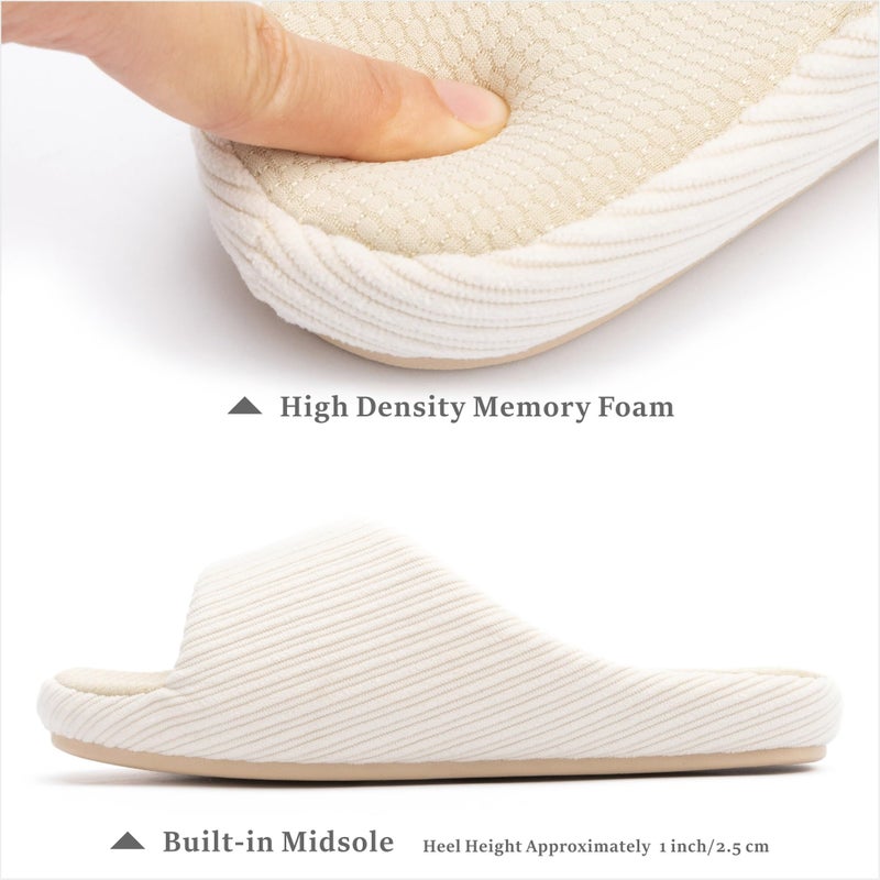 Chantomoo Womens Slipper Memory Foam Comfy Rubber Sole House Bedroom Slipper Slides White Size7 8 6.5 - Image 3