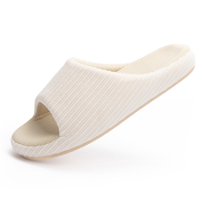 Chantomoo Womens Slipper Memory Foam Comfy Rubber Sole House Bedroom Slipper Slides White Size7 8 6.5 - Image 1