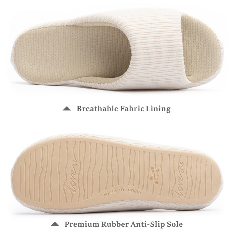 Chantomoo Womens Slipper Memory Foam Comfy Rubber Sole House Bedroom Slipper Slides White Size7 8 6.5 - Image 4