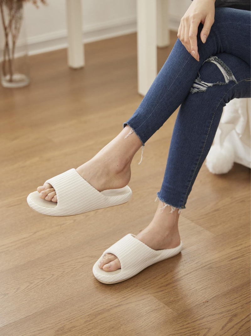 Chantomoo Womens Slipper Memory Foam Comfy Rubber Sole House Bedroom Slipper Slides White Size7 8 6.5 - Image 2