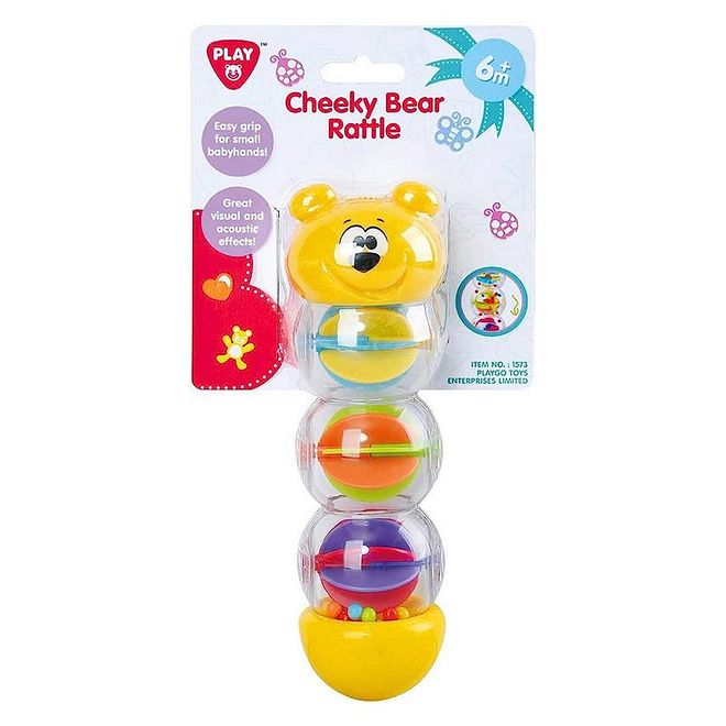Playgo Cheeky Bear Rattle for Babies, Easy-Grip, Colorful Spinning Maze, Acoustic Effects, Safe Design, 6M+, 5.5x5.5x17.8cm - Image 3