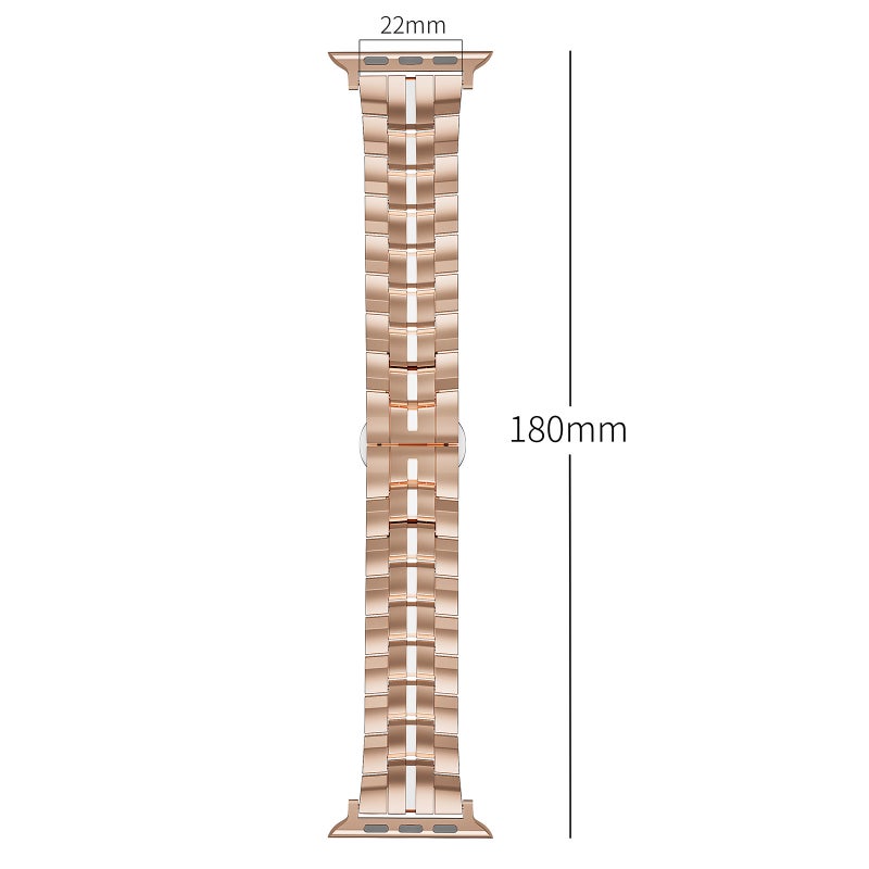 إيروريكس لساعة Apple Watch Series 7 مقاس 41 مم، سوار معدني من 5 حبات بإبزيم فراشة (فضي أبيض) - Image 5