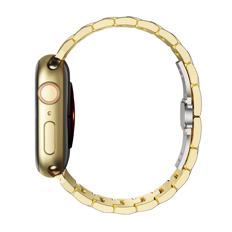 إيروريكس لساعة Apple Watch Series 7 مقاس 41 مم، سوار معدني من 5 حبات بإبزيم فراشة (فضي أبيض) - Image 4