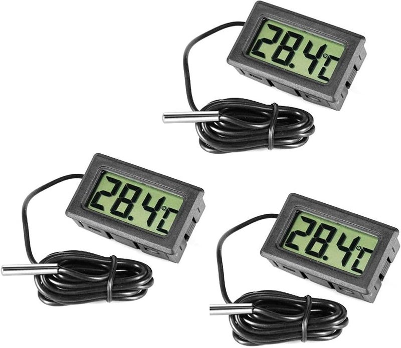 SHOWAY ECVV 3 Pcs Digital LCD Thermometer Temperature Monitor with External Probe for Fridge Freezer Refrigerator - Image 1