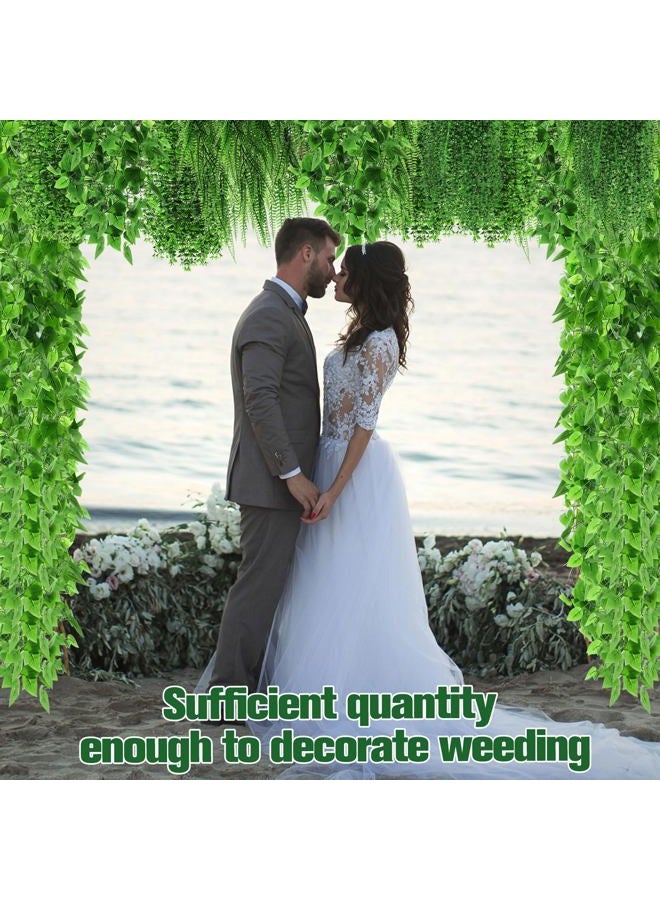 Daifunli 8 Pcs Artificial Hanging Plants Fake Hanging Ferns Plastic Faux Plants for Wall Room Garden Garland Indoor Outdoor Decor No Basket (Boston,Eucalyptus,Ivy Vine,String of Pearls) - Image 5