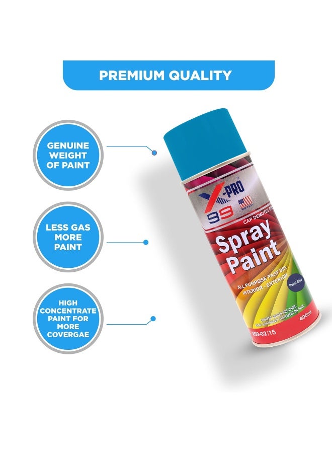 Xpro X-Pro 99 Royal Blue Spray Paint - 400ml All-Purpose Quick Dry, High Gloss, Long-Lasting Aerosol for Car, Auto Touch Up, Furniture, Wood, Metal, Canvas, Home Interior & Exterior Decorating, Graffiti, Industrial Parts - Premium Quality Finish - Image 5