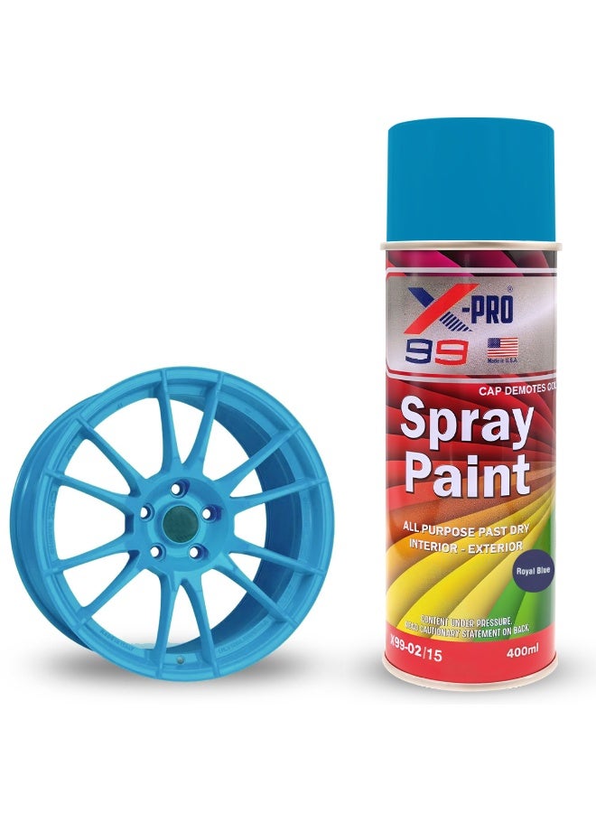 Xpro X-Pro 99 Royal Blue Spray Paint - 400ml All-Purpose Quick Dry, High Gloss, Long-Lasting Aerosol for Car, Auto Touch Up, Furniture, Wood, Metal, Canvas, Home Interior & Exterior Decorating, Graffiti, Industrial Parts - Premium Quality Finish - Image 2