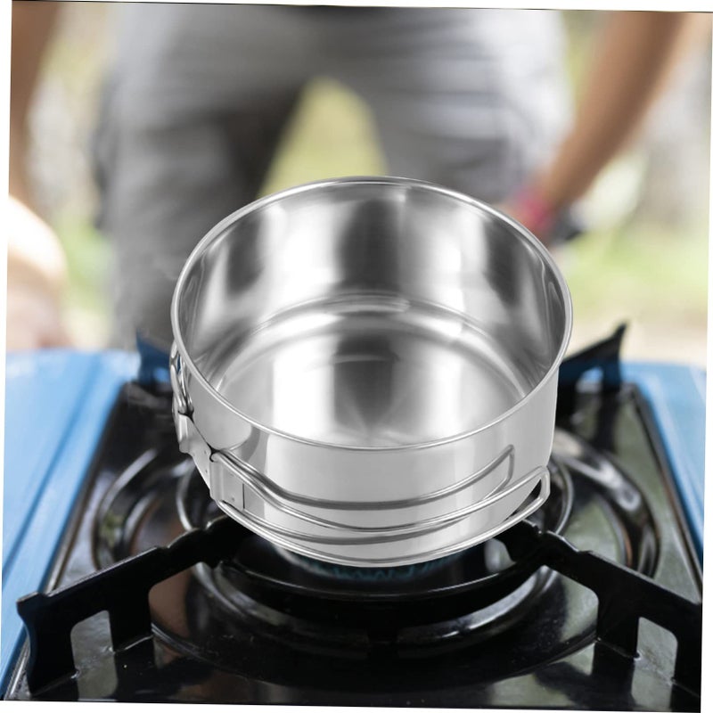 Stainless Steel Outdoor Camping Cookware Set 4 Piece Pot Pan Picnic Hiking - Image 3