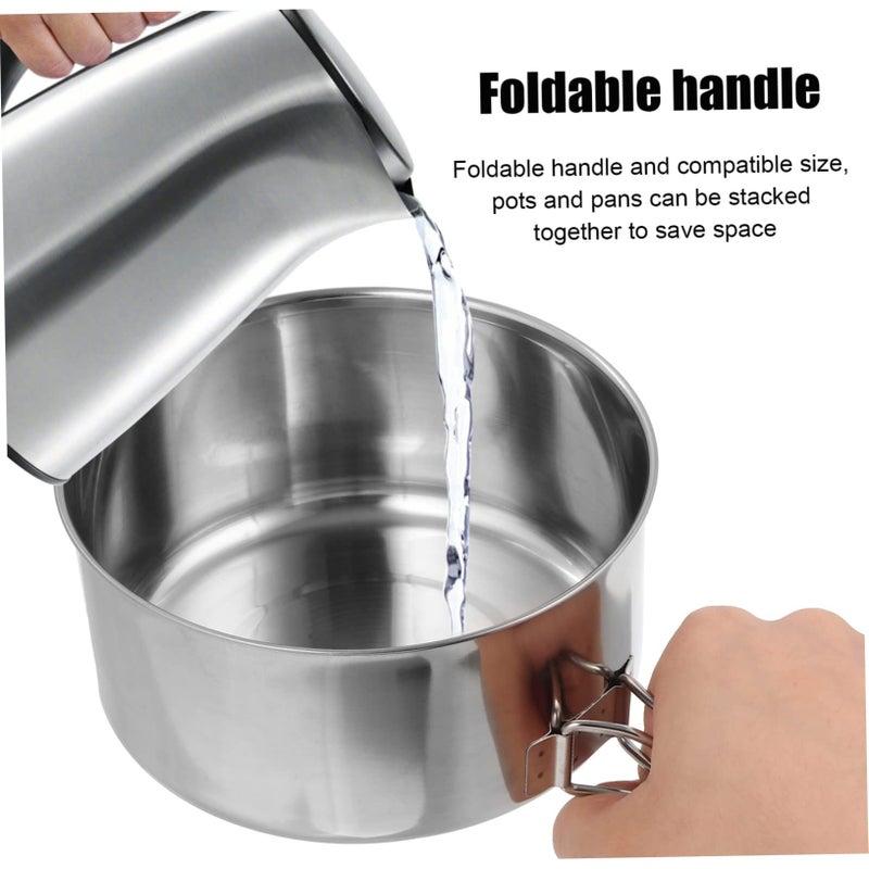 Stainless Steel Outdoor Camping Cookware Set 4 Piece Pot Pan Picnic Hiking - Image 5