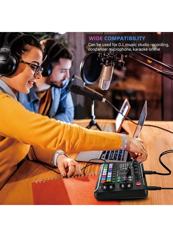 Generic F998 Live Sound Card Audio Mixer, Podcast Audio Interface with DJ Mixer Effects, Voice Changer with Sound Effects for Karaoke Tiktok YouTube Live Streaming Record Gaming  - Image 3