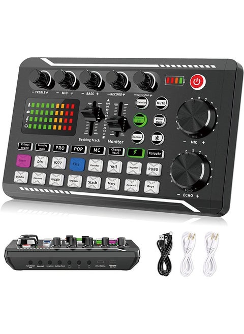 F998 Live Sound Card Audio Mixer, Podcast Audio Interface with DJ Mixer Effects, Voice Changer with Sound Effects for Karaoke Tiktok YouTube Live Streaming Record Gaming