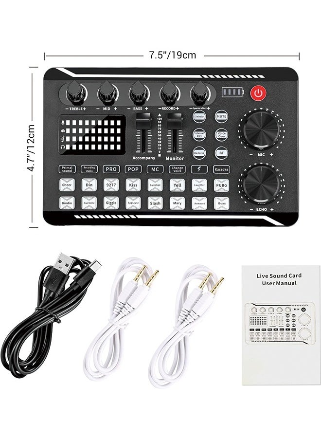 Generic - F998 Live Sound Card Audio Mixer, Podcast Audio Interface with DJ Mixer Effects, Voice Changer with Sound Effects for Karaoke Tiktok YouTube Live Streaming Record Gaming - Image 1