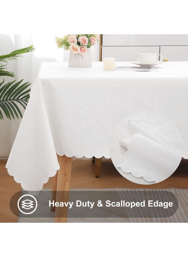 Smiry Rectangle Table Cloth, Waterproof Heavy Duty Vinyl Tablecloths, Wipeable Washable Table Cover for Kitchen and Dining Room (White, 60" X 84") - Image 5