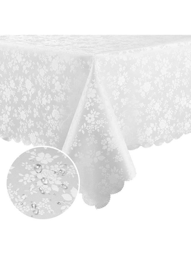 Smiry Rectangle Table Cloth, Waterproof Heavy Duty Vinyl Tablecloths, Wipeable Washable Table Cover for Kitchen and Dining Room (White, 60" X 84") - Image 1