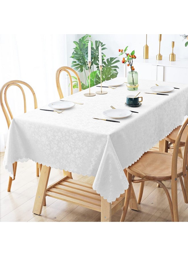 Smiry Rectangle Table Cloth, Waterproof Heavy Duty Vinyl Tablecloths, Wipeable Washable Table Cover for Kitchen and Dining Room (White, 60" X 84") - Image 2