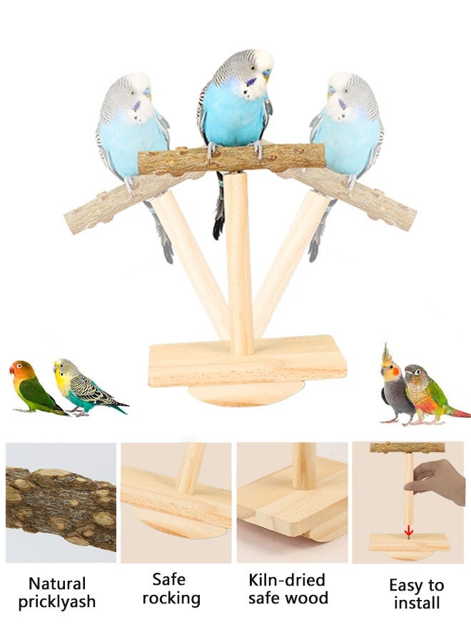 HOOTO 2pcsNatural Wood Bird Perch Stand,Rocking Perch for Birds,Intelligence Puzzle Training Wood Parrot Tumbler Toy,Bird Stand Swing Playstand Birds Accessories for Parakeets,Cockatiels,Budgies,Conures(Small) - Image 5
