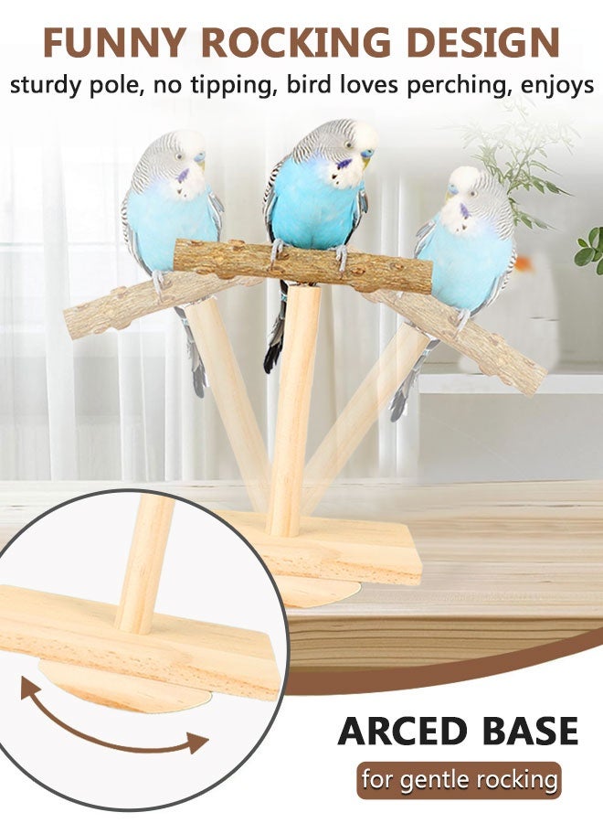 HOOTO 2pcsNatural Wood Bird Perch Stand,Rocking Perch for Birds,Intelligence Puzzle Training Wood Parrot Tumbler Toy,Bird Stand Swing Playstand Birds Accessories for Parakeets,Cockatiels,Budgies,Conures(Small) - Image 4