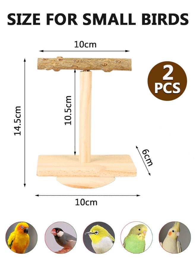 HOOTO 2pcsNatural Wood Bird Perch Stand,Rocking Perch for Birds,Intelligence Puzzle Training Wood Parrot Tumbler Toy,Bird Stand Swing Playstand Birds Accessories for Parakeets,Cockatiels,Budgies,Conures(Small) - Image 2