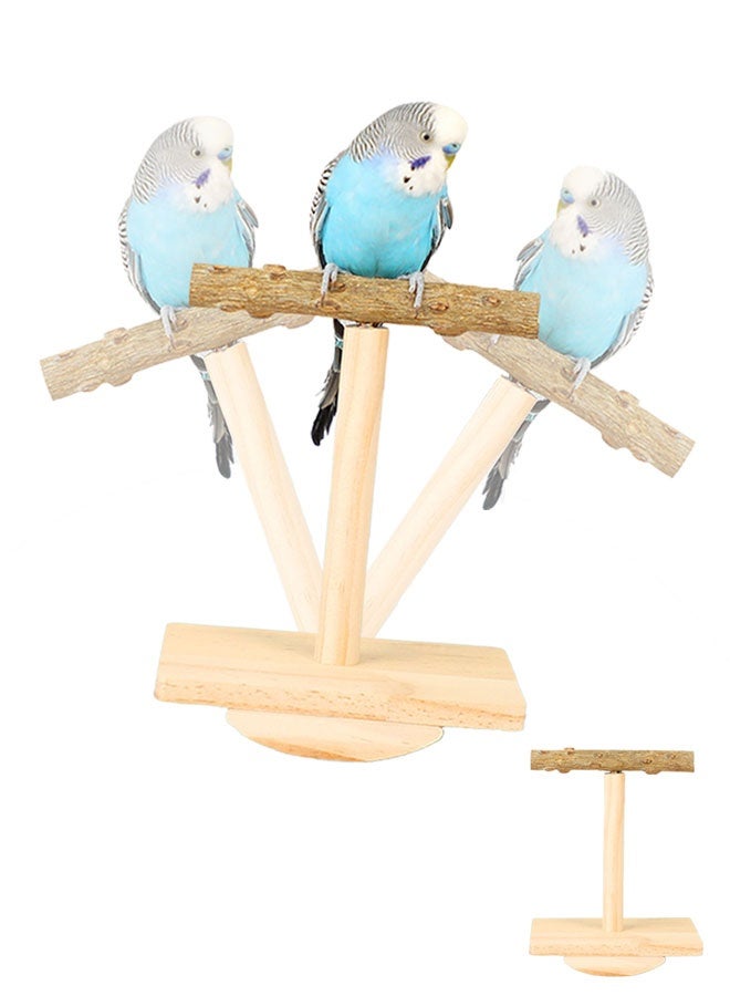HOOTO 2pcsNatural Wood Bird Perch Stand,Rocking Perch for Birds,Intelligence Puzzle Training Wood Parrot Tumbler Toy,Bird Stand Swing Playstand Birds Accessories for Parakeets,Cockatiels,Budgies,Conures(Small) - Image 1