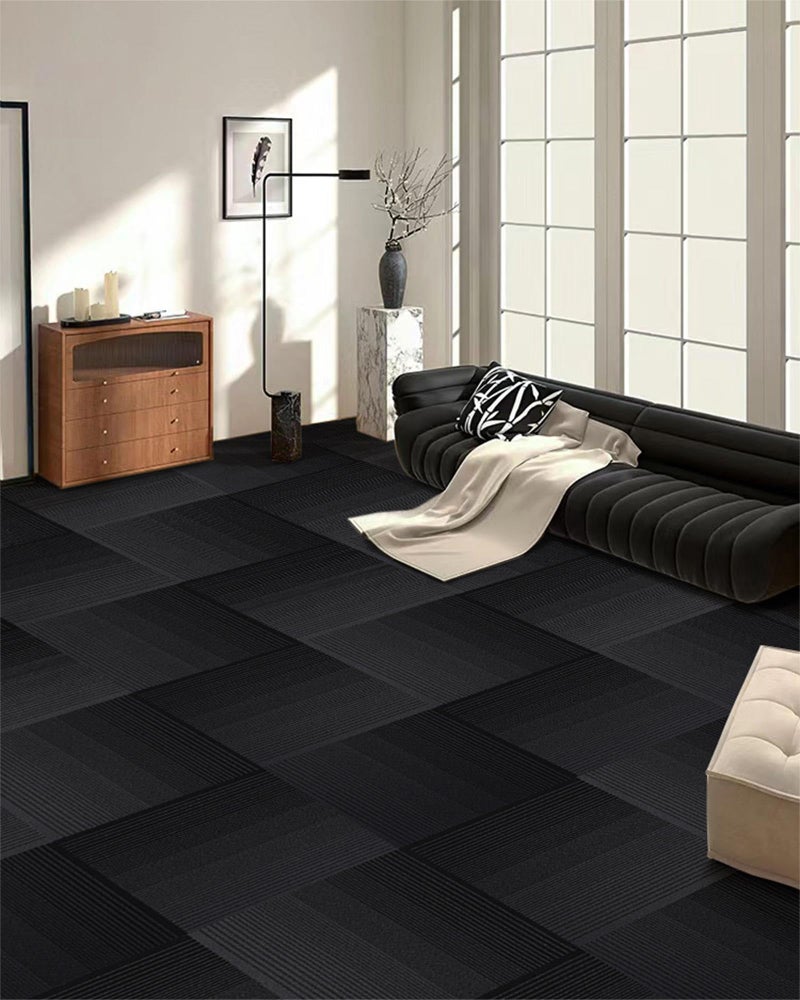 Rehert Carpet Tiles, Carpet Squares, Office Carpet Tiles Removable, Carpet Tile Flooring for Basement, 20" x 20" Berber (Loop Pile), Gradient Black, 0.24" Pile Height (12 Tiles, 32 sqft/Box) - Image 4