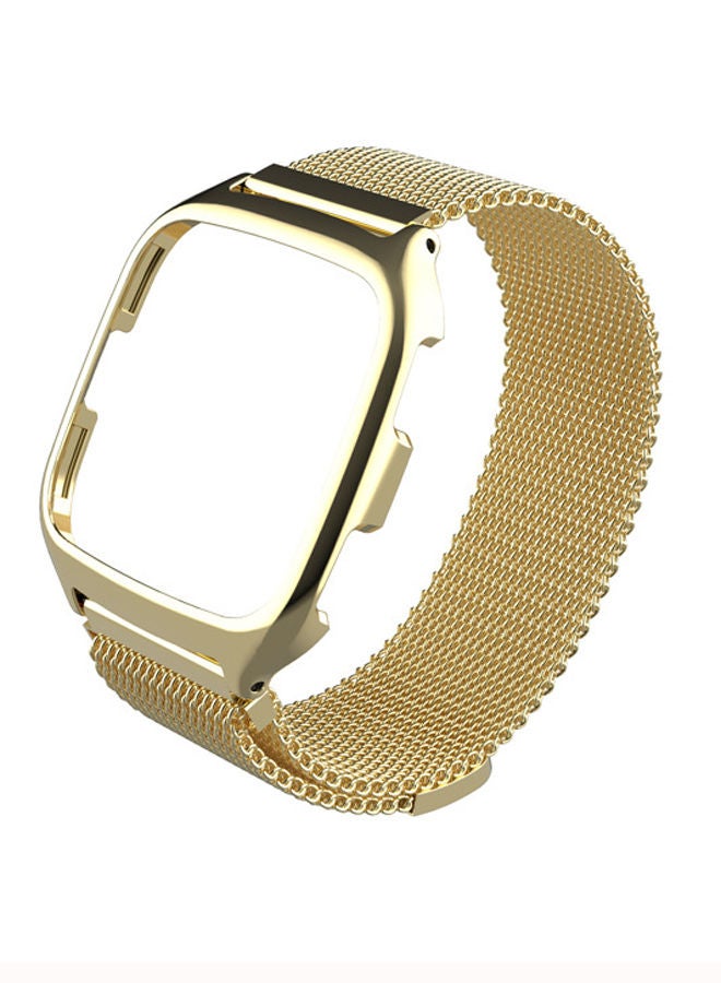 NIBEMINENT Replacment Metal Strap For Fitbit Versa With Case Gold - Image 1