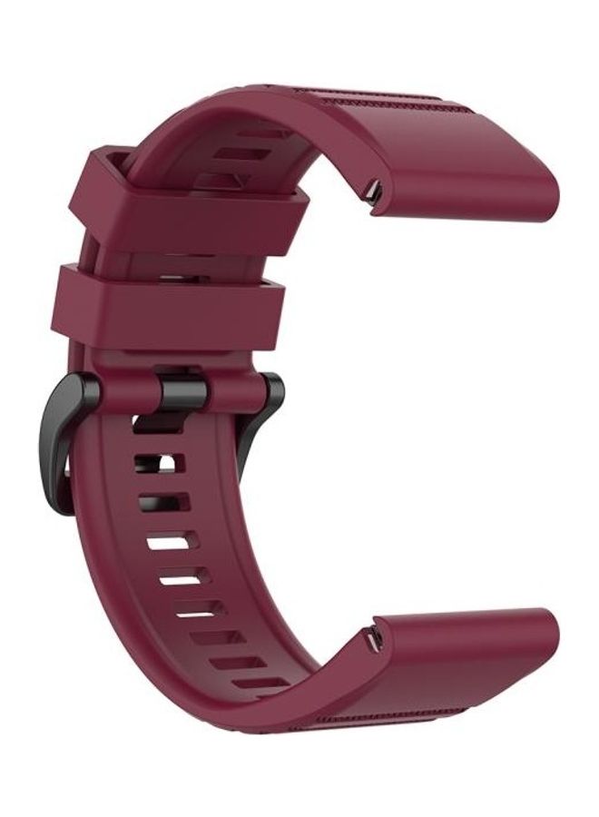 NIBEMINENT Quick Release Official Texture Wrist Strap For Garmin Fenix 6X 26mm Wine Red - Image 4