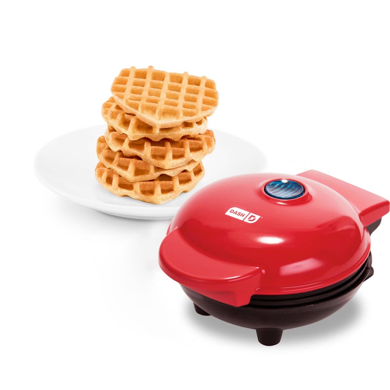 DASH Mini Waffle Maker Machine for Individuals Paninis Hash Browns Other On the Go Breakfast Lunch or Snacks with Easy to Clean NonStick Sides Red Heart 4 Inch