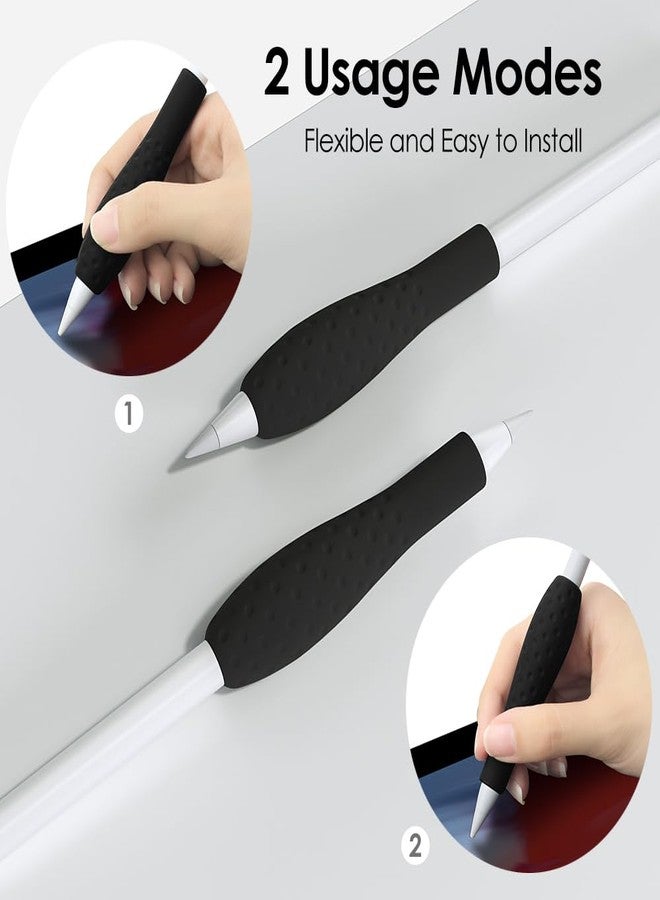 ProElife Ergonomics Grip Holder Silicone Protective Sleeve Cover for Apple Pencil 1st 2nd Generation iPad Pro 11'' 12.9'' 2021/2020/2018 Stylus Accessories Kits (Black) - Image 3